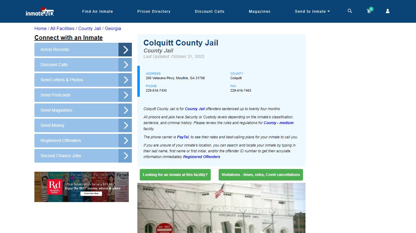 Colquitt County Jail - Inmate Locator - Moultrie, GA